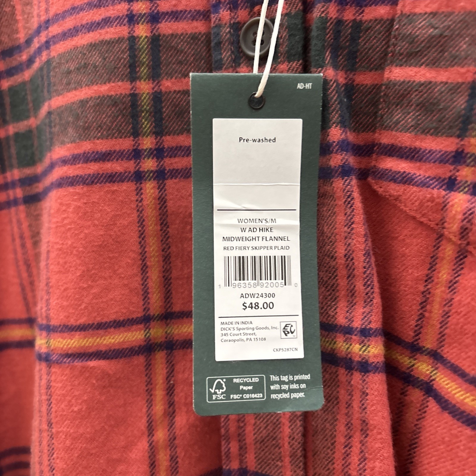Alpine Design Womens Midweight Flannel Shirt Red Fiery Skipper Plaid Adw24300 M — image 3 of 5